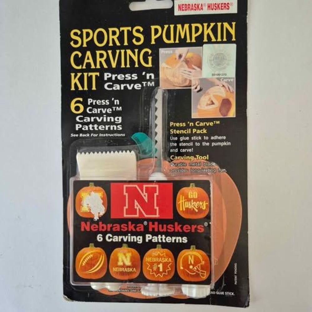 Nebraska Cornhuskers Press-N- Carve Sports Pumpkin Carving Kit 6 Stencils